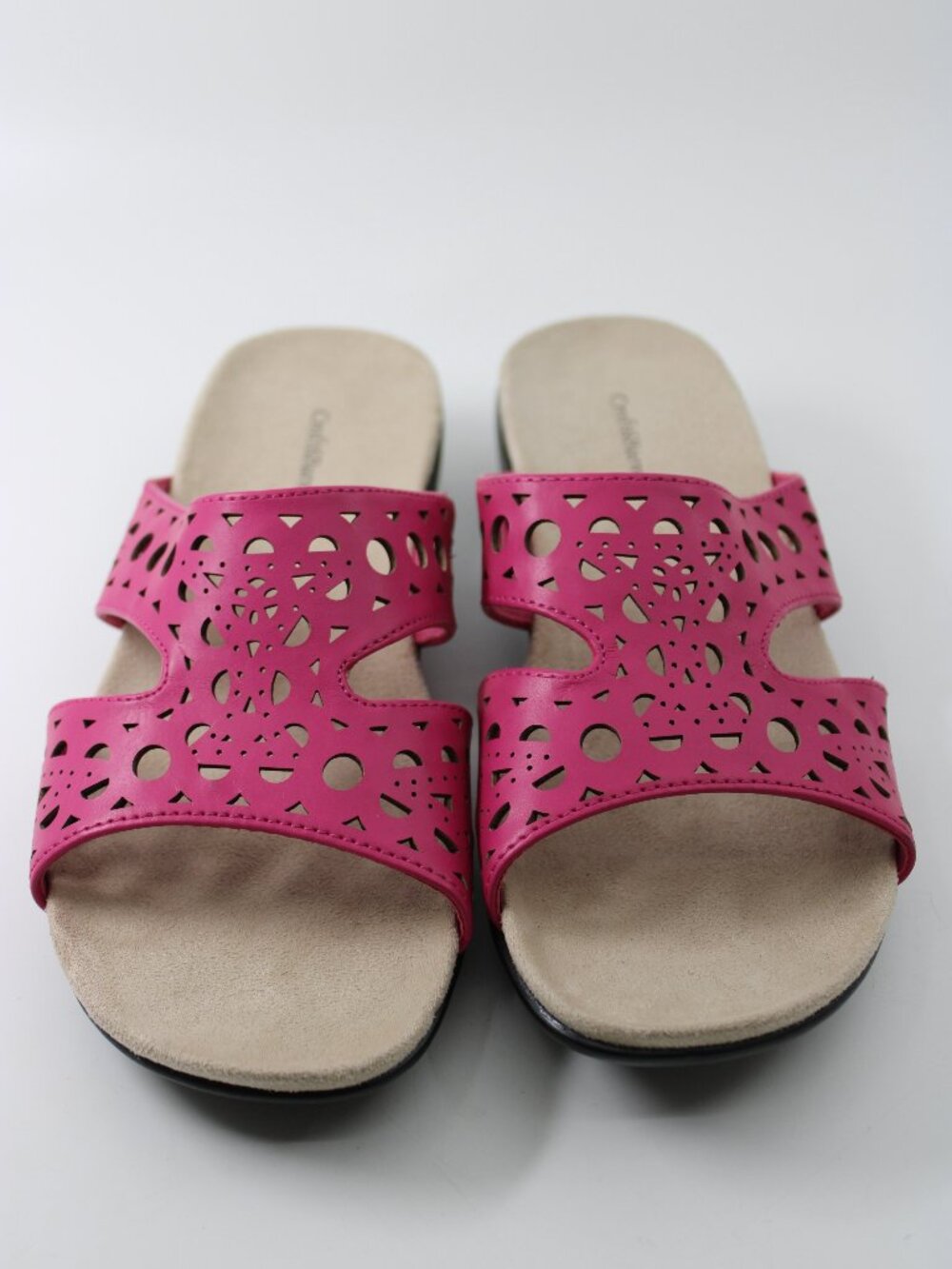 Croft &Barrow NWT Women Sandals Pink 8M Slip on Cushion Casual Open Toe Wedge